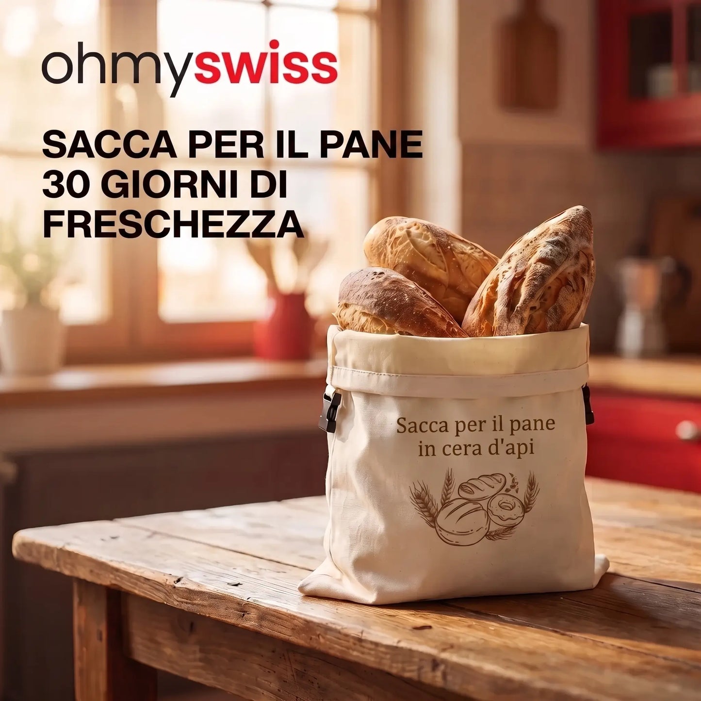 Sacca per il pane in cera d'api Ohmyswiss