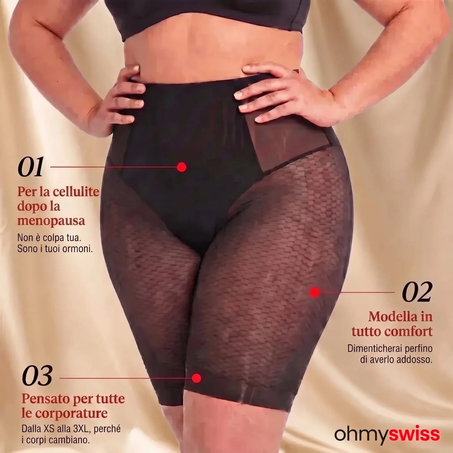 Pantaloncini trasparenti anticellulite 3D Ohmyswiss