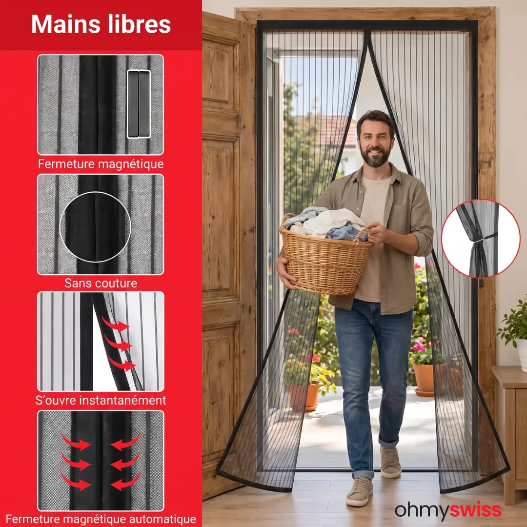 Moustiquaire magnétique pour porte Ohmyswiss
