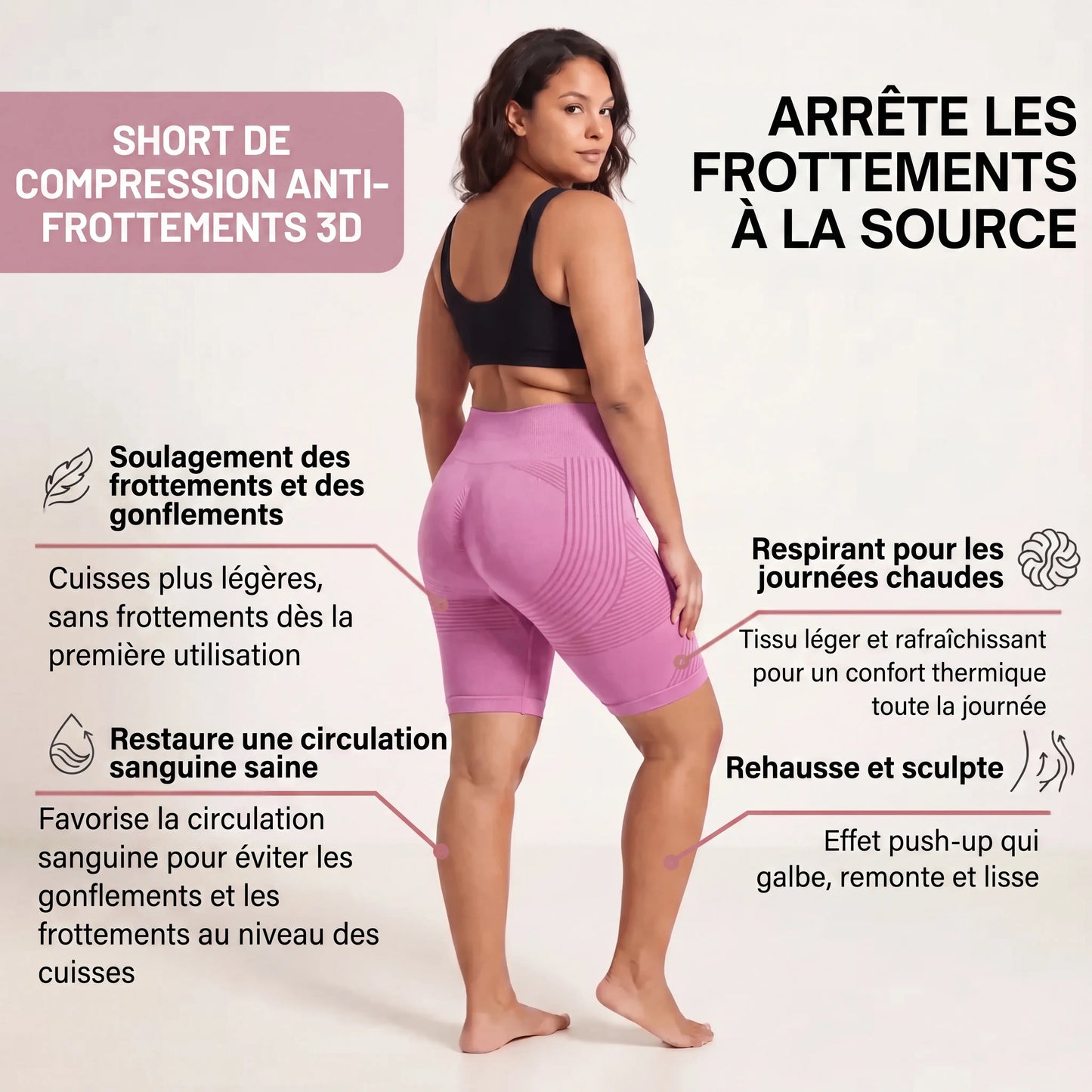Leggings corti 3D anti-sfregamento