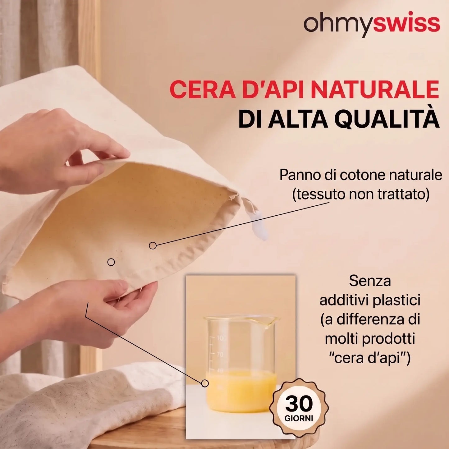 Sacca per il pane in cera d'api Ohmyswiss