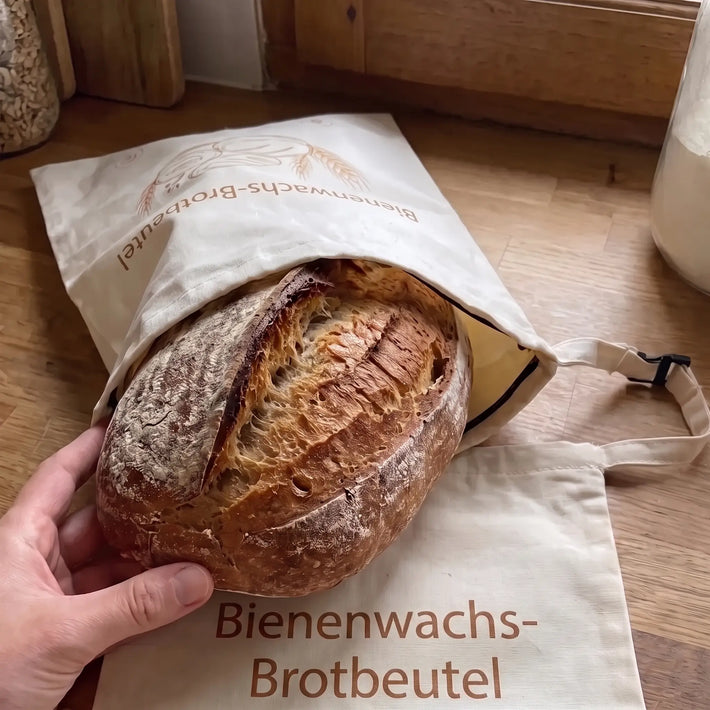 Customer using reusable bread bag