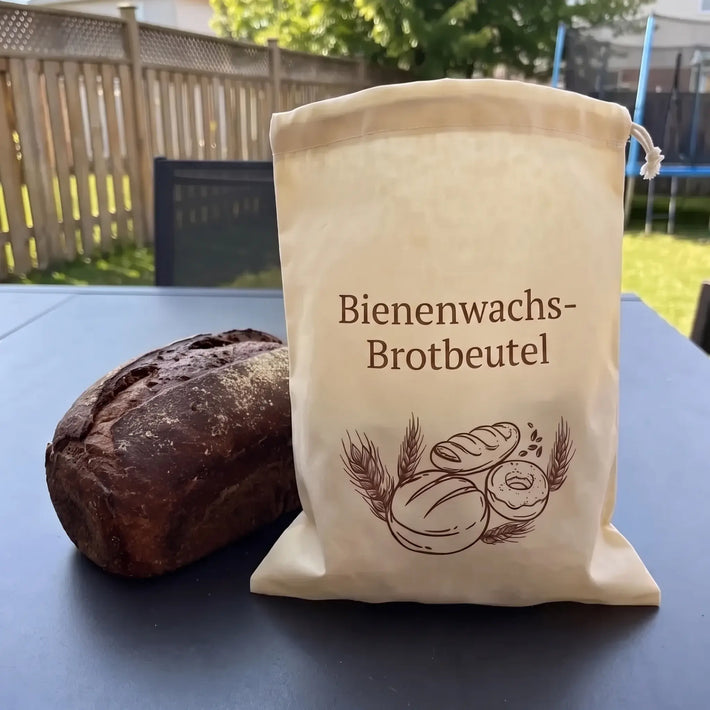 Fresh bread stored in reusable bread bag