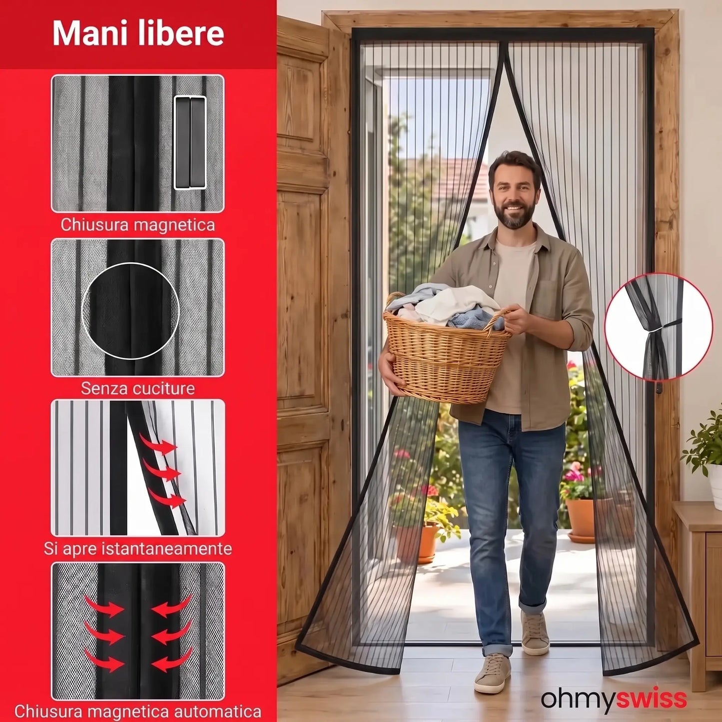 Zanzariera magnetica per porta Ohmyswiss
