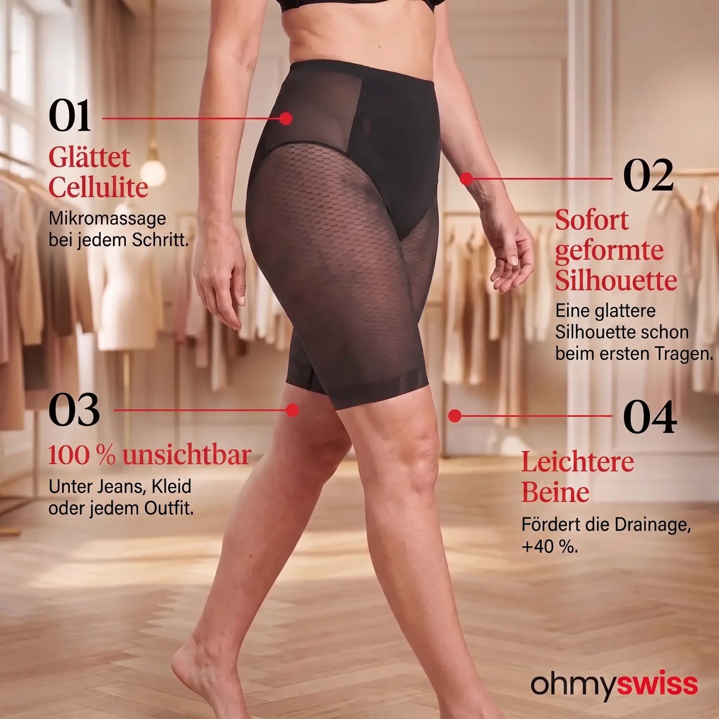 Ohmyswiss Pantaloncini trasparenti 3D anticellulite
