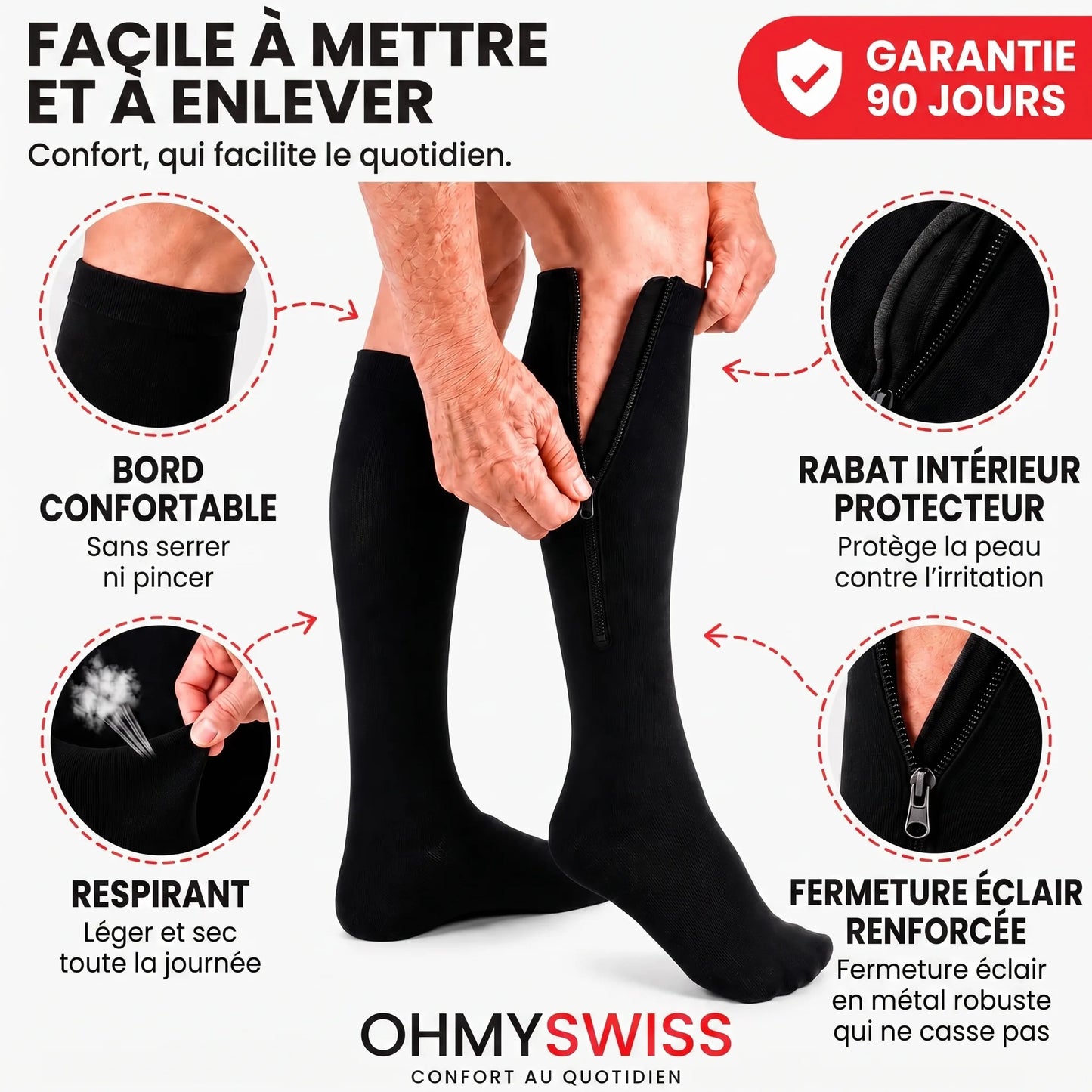 Calze a compressione con cerniera OHMYSWISS