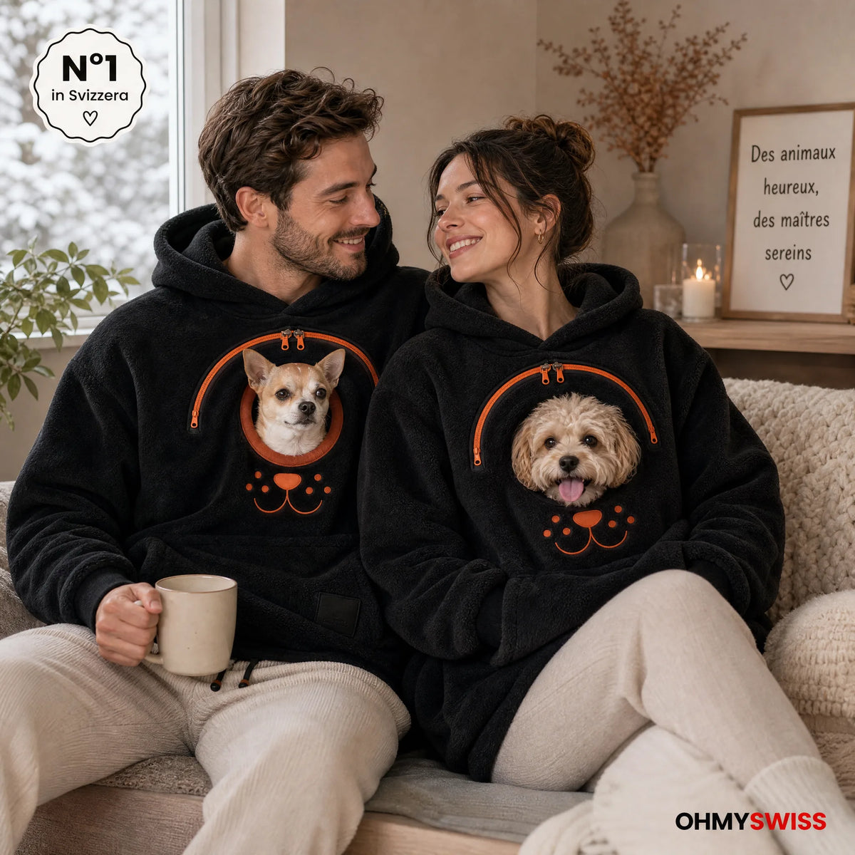 Felpa con cappuccio Sherpa per trasportare animali – Trasporta il tuo amico a quattro zampe a mani libere OHMYSWISS