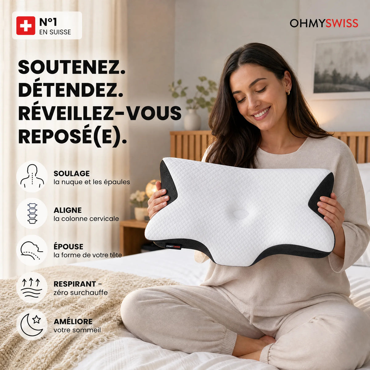 Cuscino ergonomico cervicale OHMYSWISS