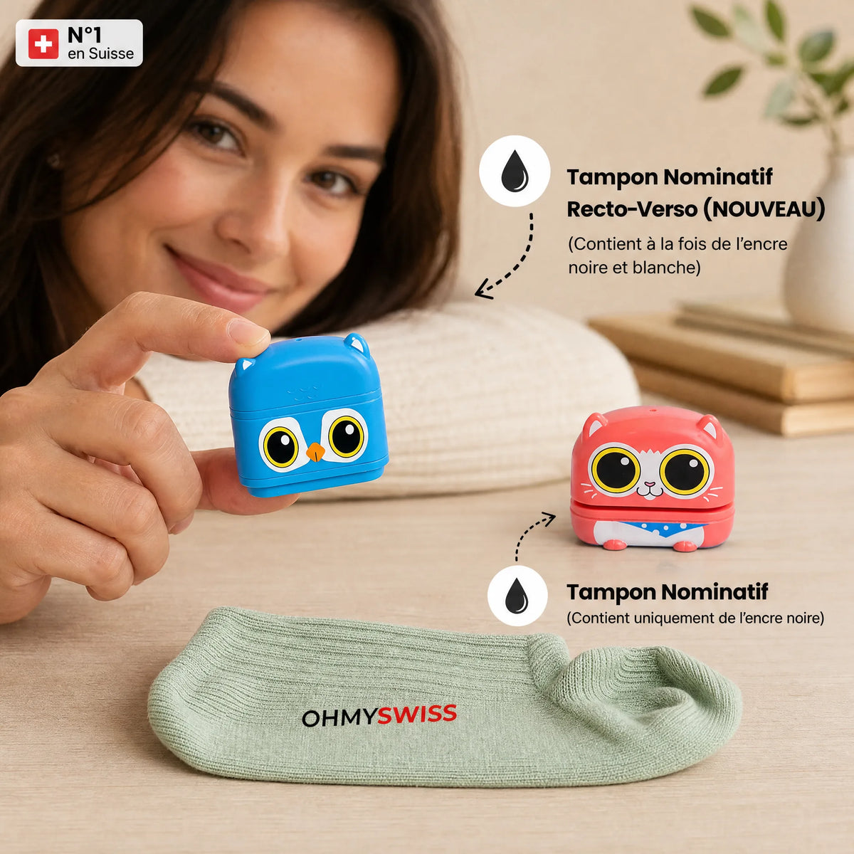 KiddoTampon™ — Timbro personalizzato con il nome del bambino OHMYSWISS