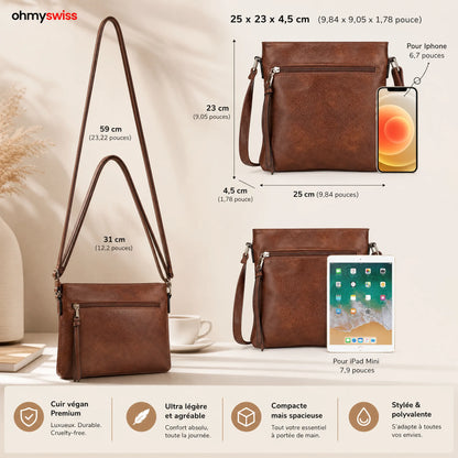Borsa Hobo in pelle di lusso, set da 3 pezzi OHMYSWISS