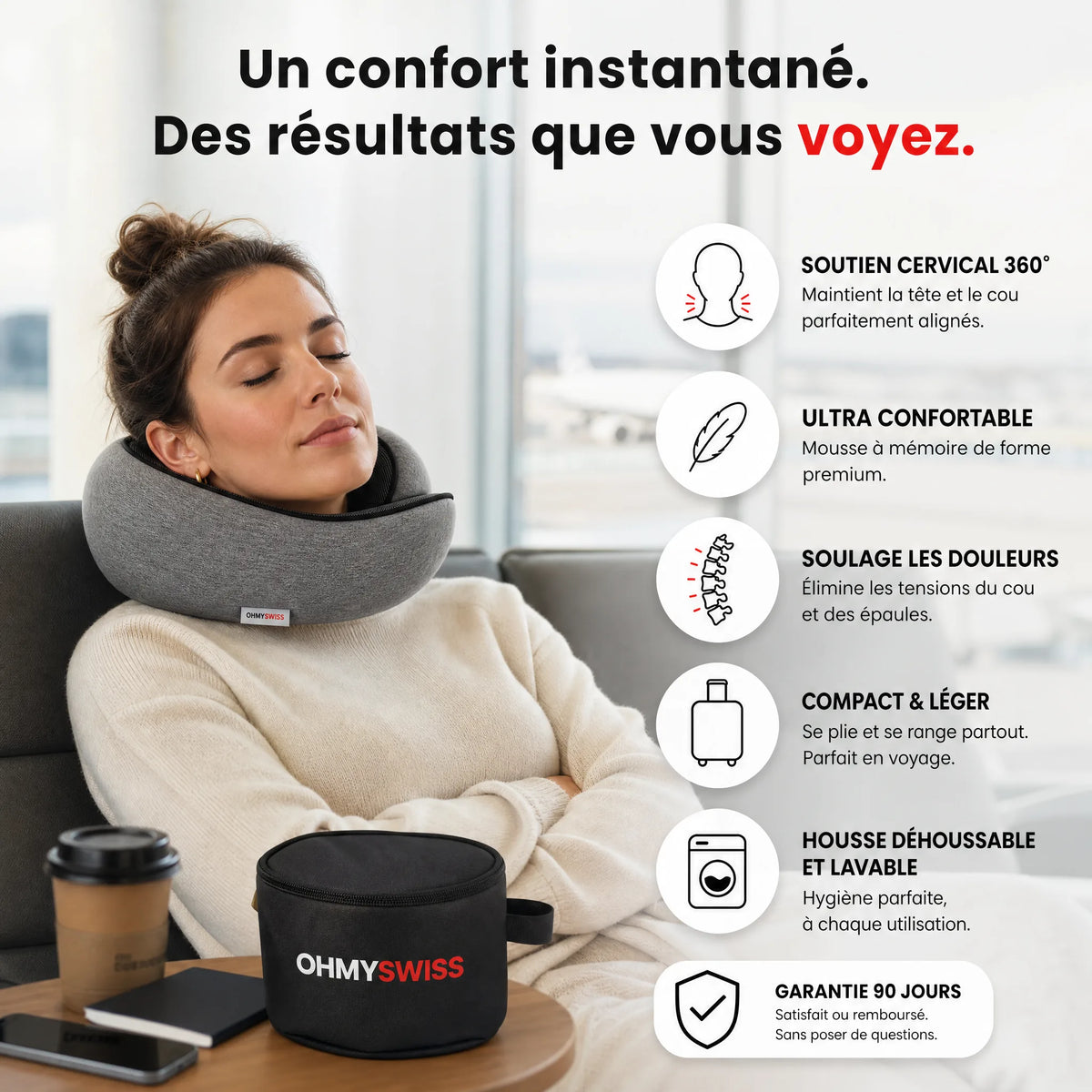 Nappy™ – Il cuscino da viaggio ergonomico OHMYSWISS
