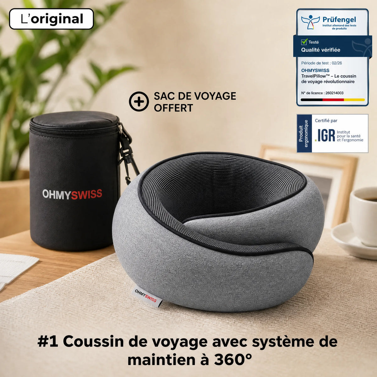 Nappy™ – Il cuscino da viaggio ergonomico OHMYSWISS