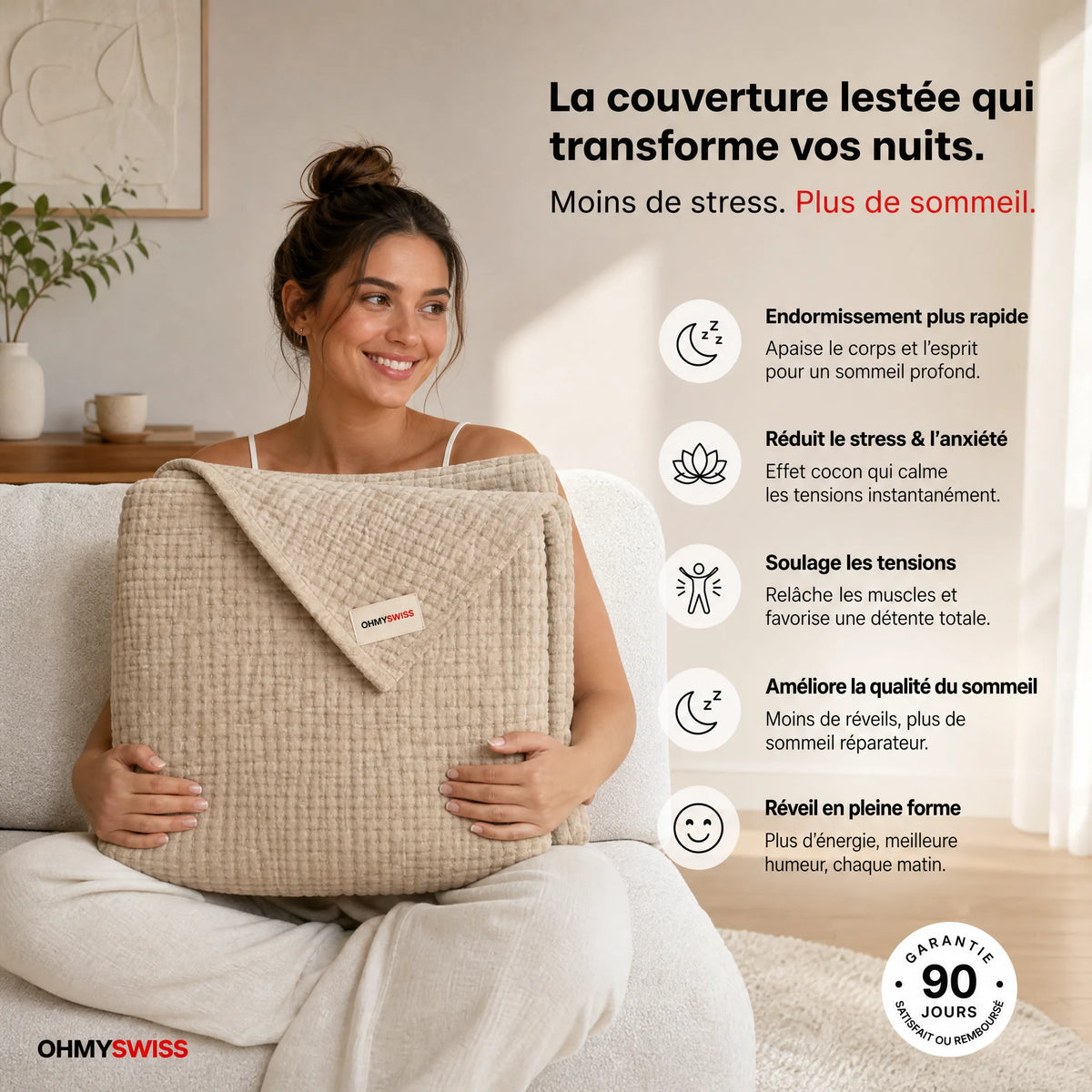 Coperta in mussola 100% cotone – Douceur Nuage OHMYSWISS