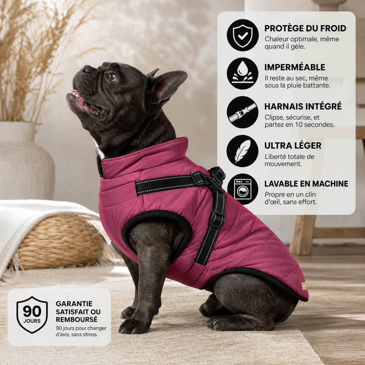 Wasserdichter 3-in-1-Hundemantel mit integriertem Geschirr von OHMYSWISS
