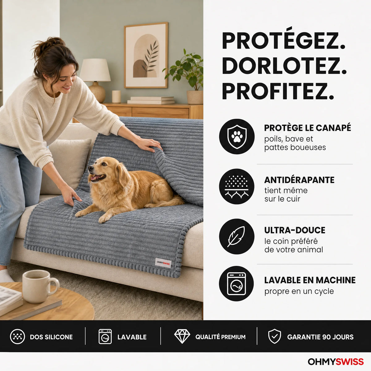 Fodera per divano Plush anti-peli OHMYSWISS