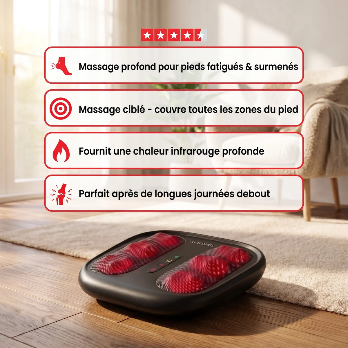 Fodlux Pro – Masseur de Pieds Chauffant OHMYSWISS