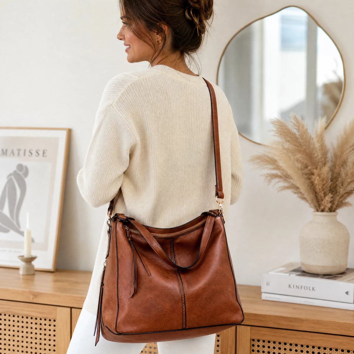 Borsa Hobo in pelle di lusso, set da 3 pezzi OHMYSWISS