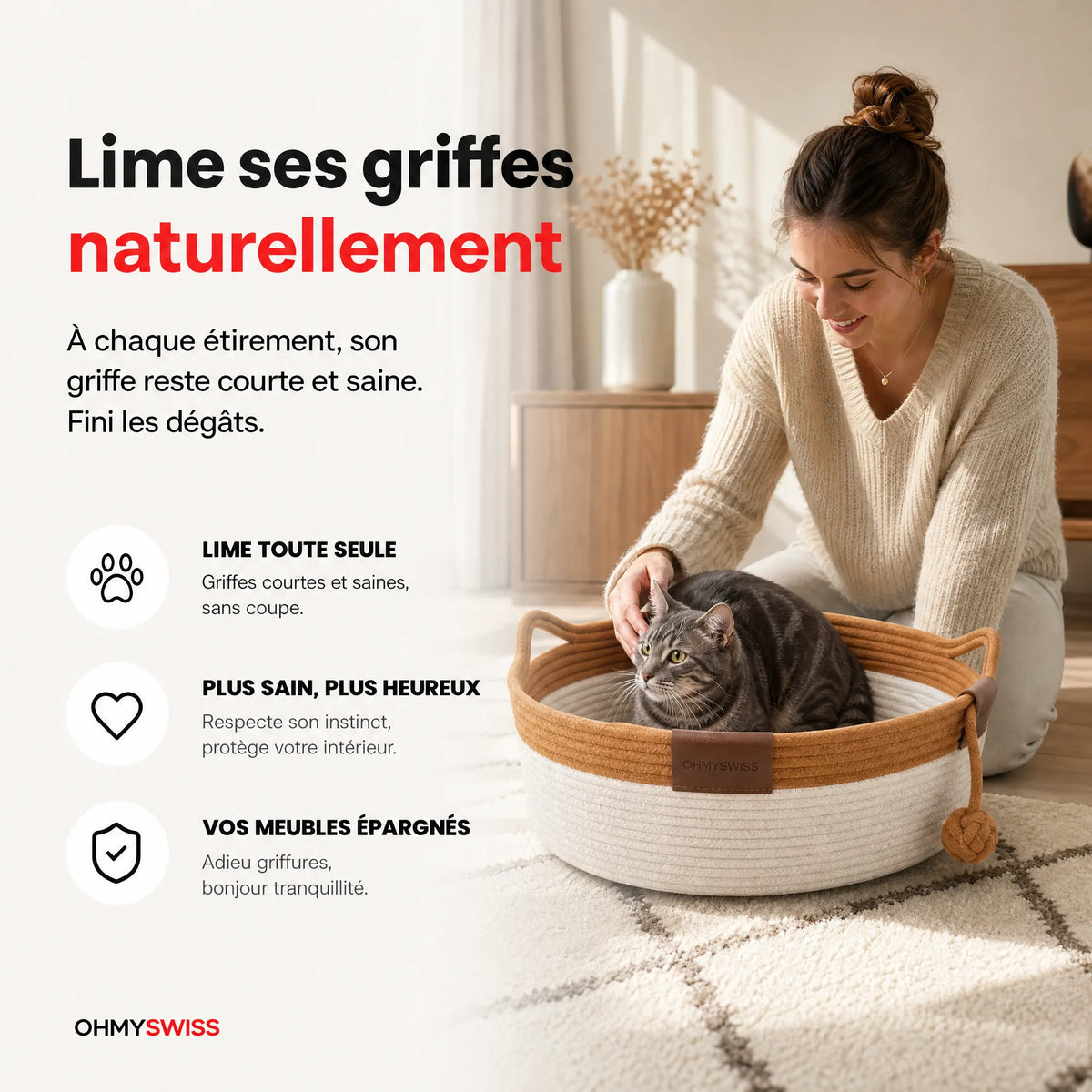 Nidora – Das handgeflochtene Nest, das Ihre Katze beruhigt OHMYSWISS