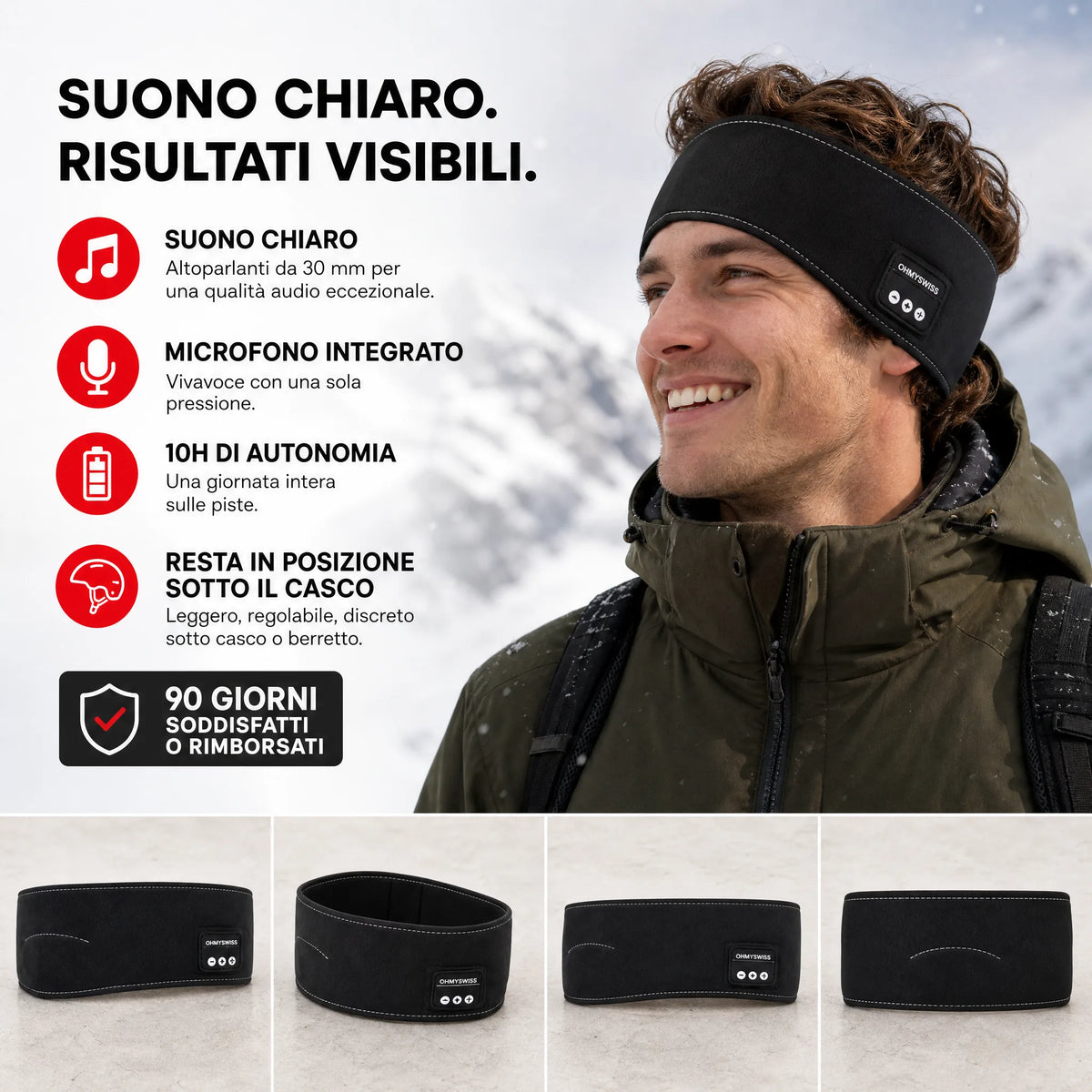 Fascia audio Bluetooth da sci OHMYSWISS
