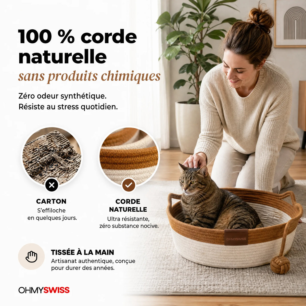 La cuccia intrecciata a mano per gatti che rilassa il tuo gatto – OHMYSWISS