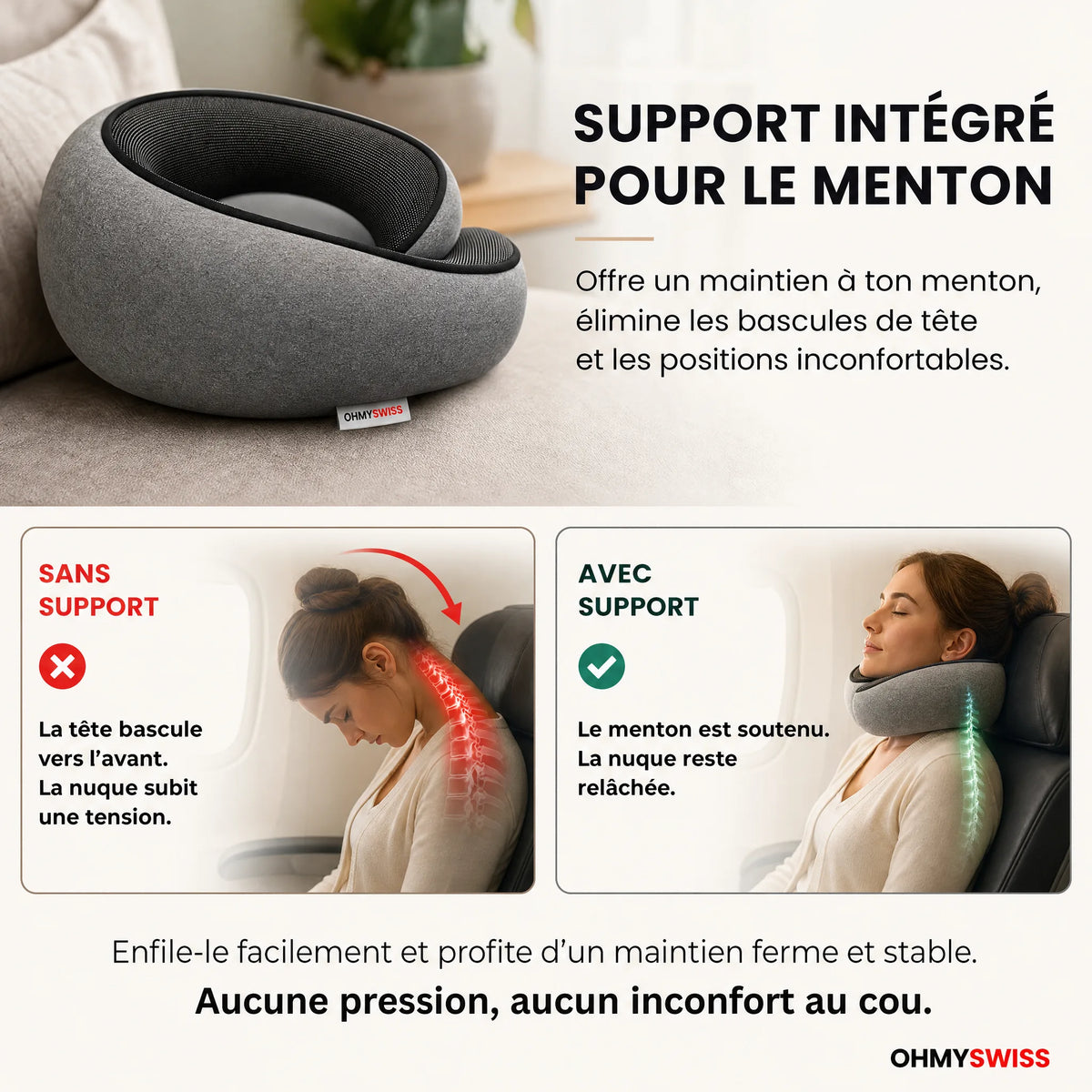 Nappy™ – Il cuscino da viaggio ergonomico OHMYSWISS