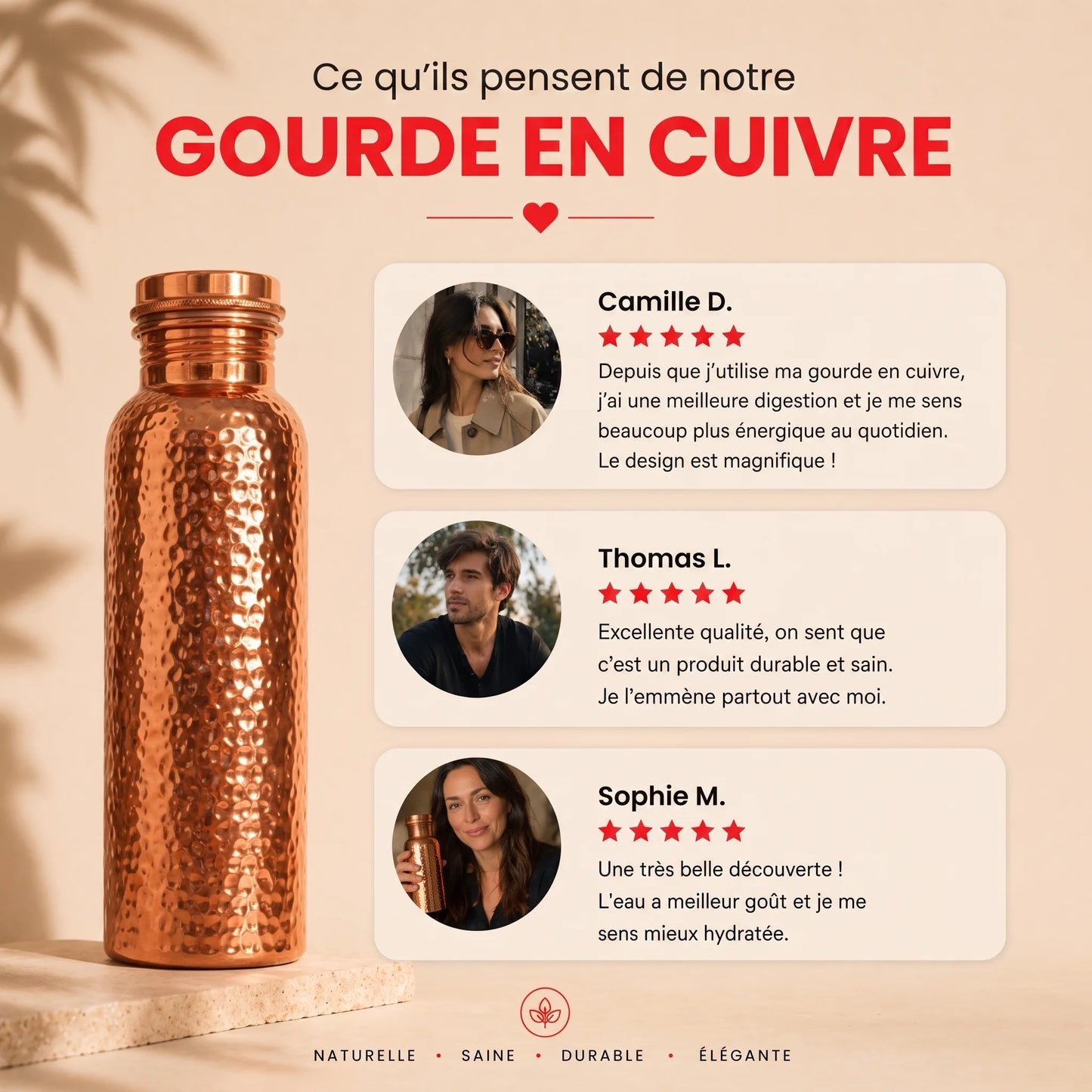 Trinkflasche aus 99,9 % reinem Kupfer – Ayurveda-Ritual von OHMYSWISS