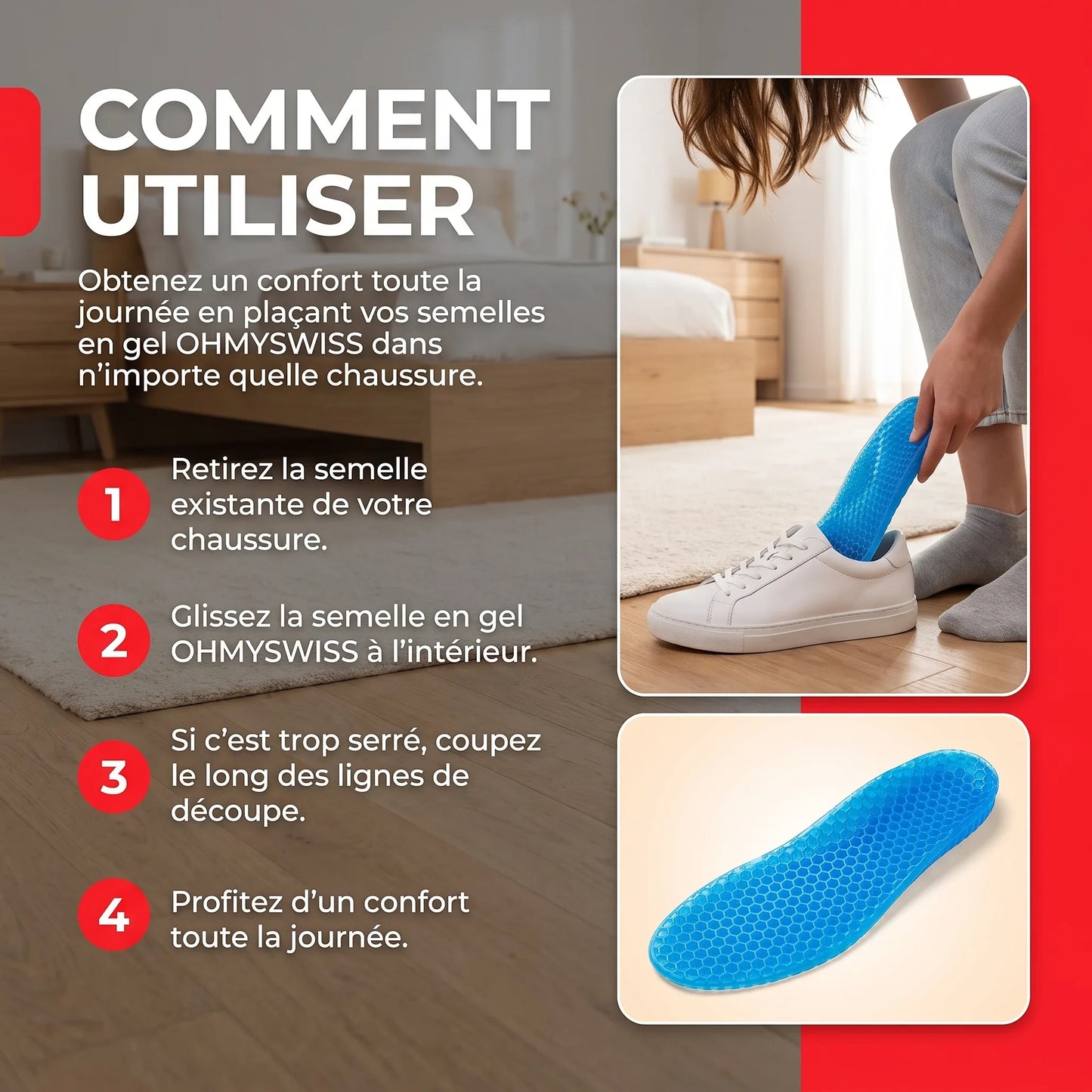 Semelles Gel Confort+ OHMYSWISS