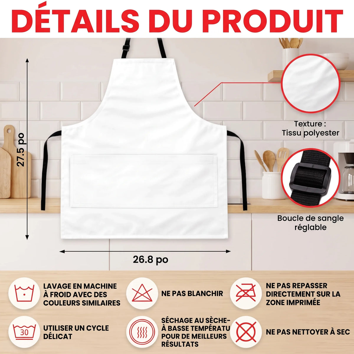 Tablier Personnalisé avec Poche – Roi du Grill OHMYSWISS