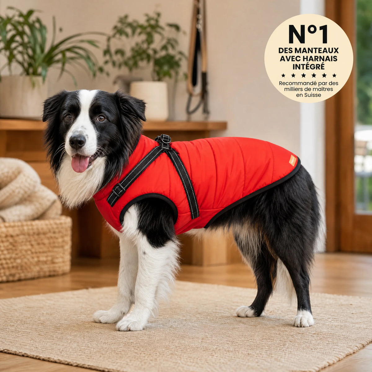 Wasserdichter 3-in-1-Hundemantel mit integriertem Geschirr von OHMYSWISS