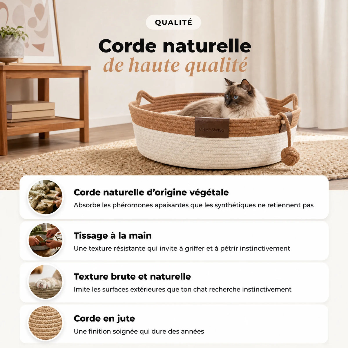 Nidora – Das handgeflochtene Nest, das Ihre Katze beruhigt OHMYSWISS