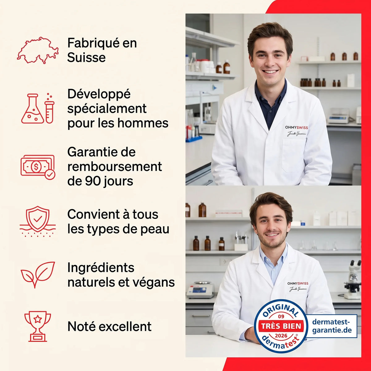 Crème Visage Anti-Âge Homme OHMYSWISS