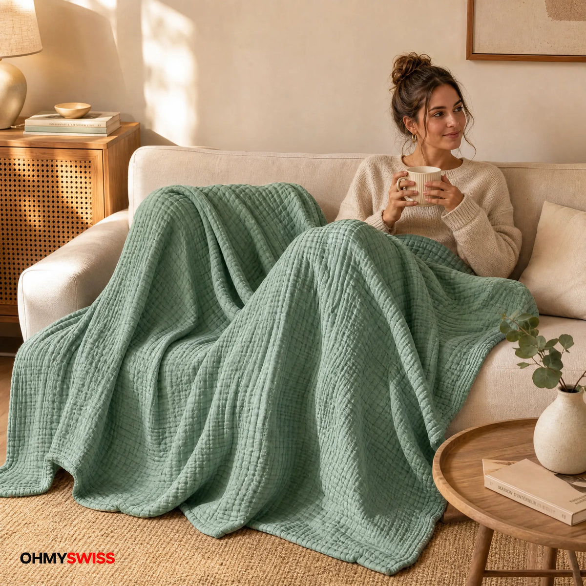 Coperta in mussola 100% cotone – Douceur Nuage OHMYSWISS