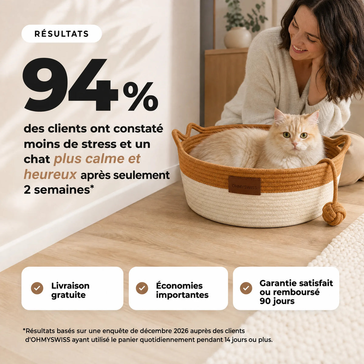 Nidora – Das handgeflochtene Nest, das Ihre Katze beruhigt OHMYSWISS