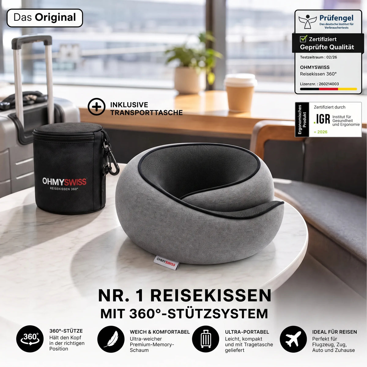 Nappy™ – Das ergonomische Reisekissen von OHMYSWISS