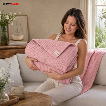 Coperta in mussola 100% cotone – Morbida come una nuvola, perfetta per coccolarsi OHMYSWISS