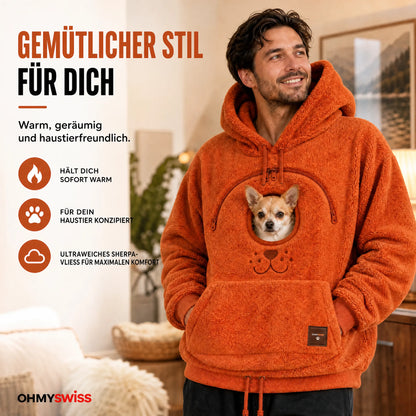 Tier-Tragepullover mit Sherpa-Tasche – Hände Frei, Tier Nah OHMYSWISS