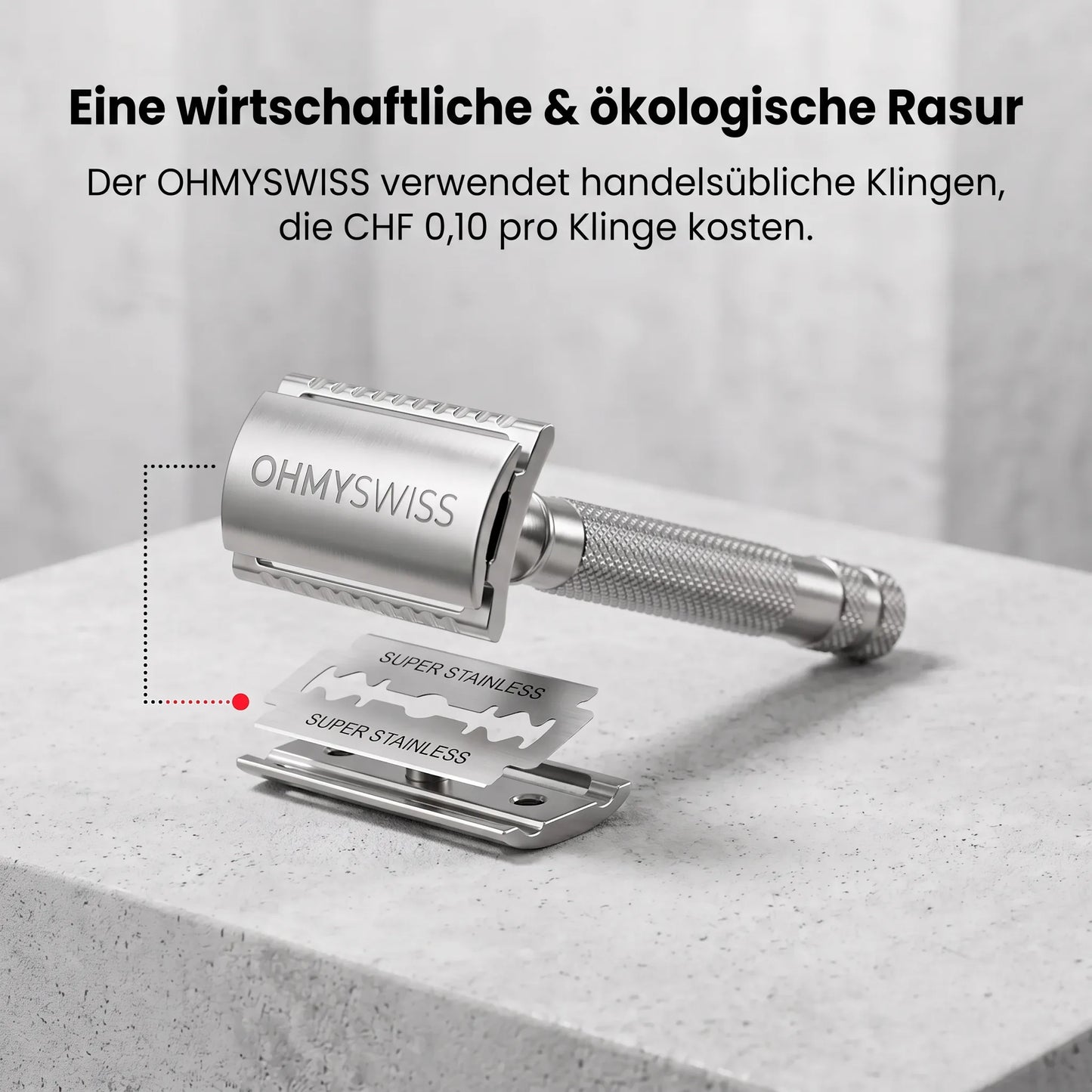 Rasoio di sicurezza a 30° per pelli sensibili OHMYSWISS