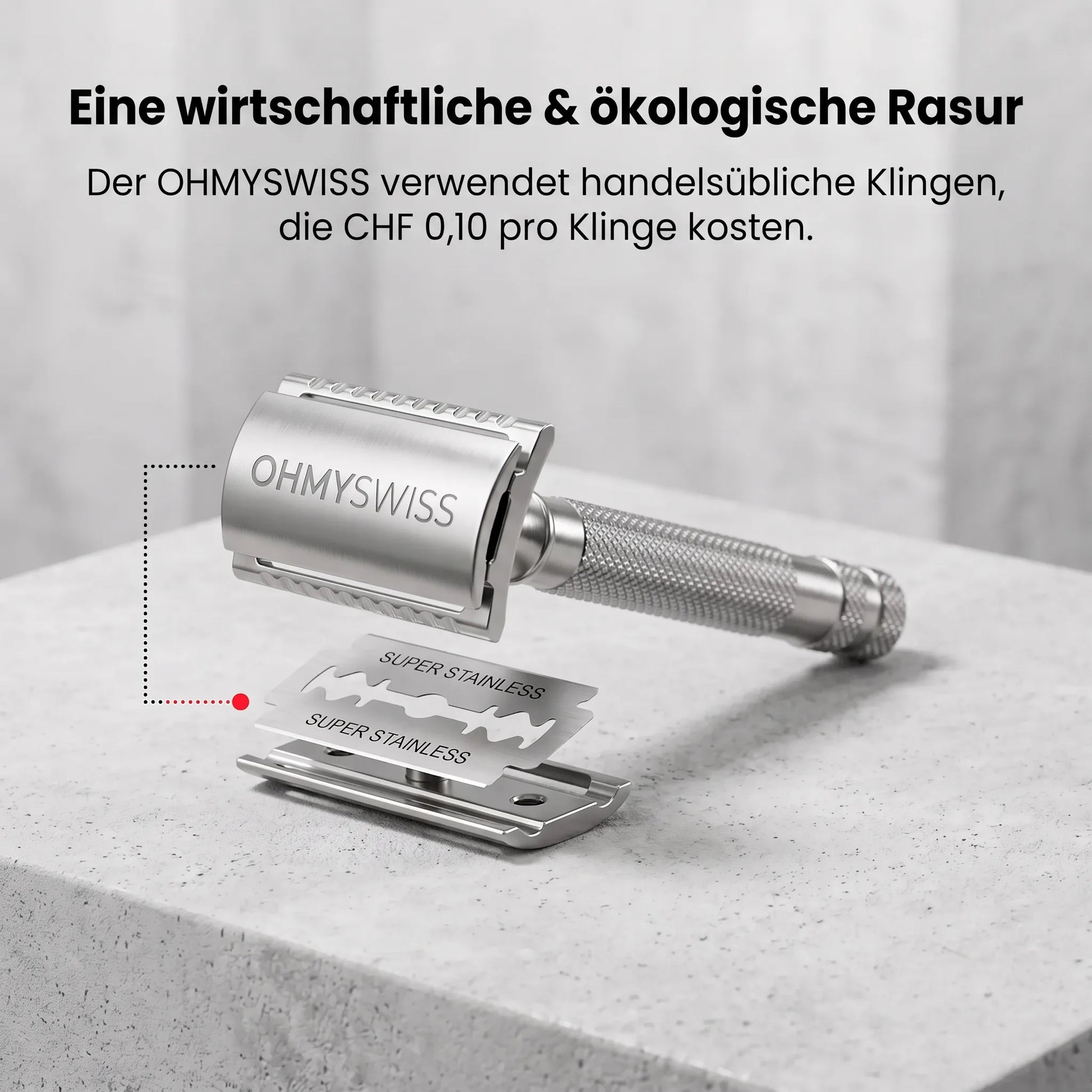 Rasoio di sicurezza a 30° per pelli sensibili OHMYSWISS