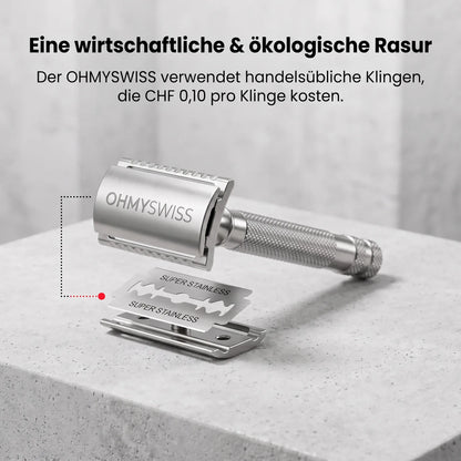 Rasoio di sicurezza a 30° per pelli sensibili OHMYSWISS