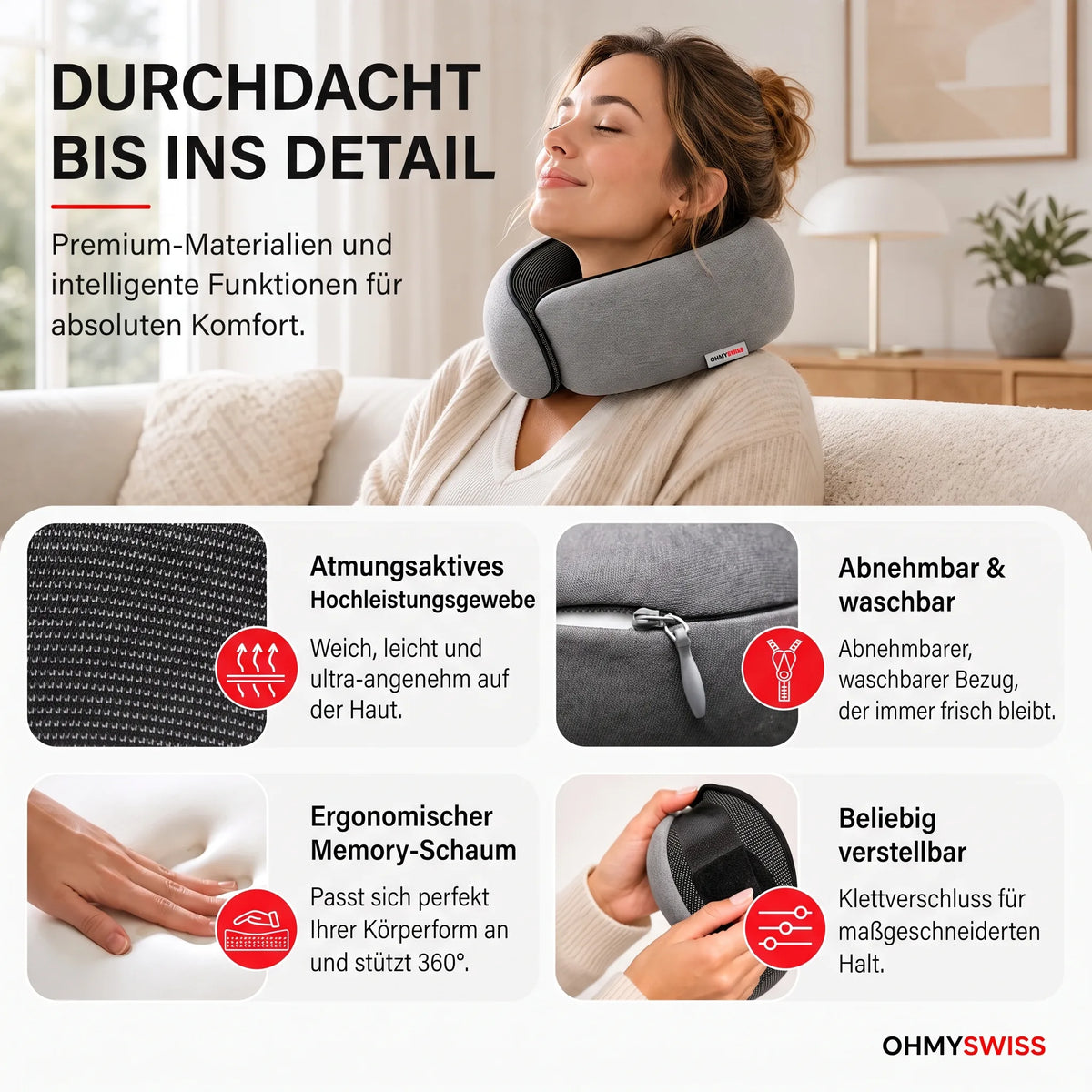Nappy™ – Das ergonomische Reisekissen von OHMYSWISS
