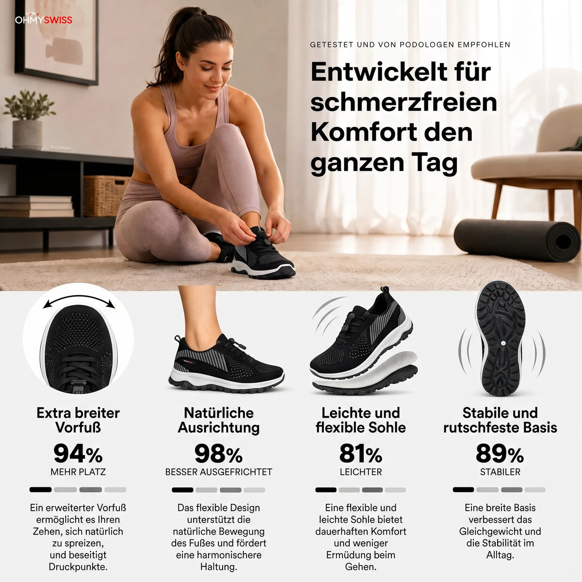 AmpliSoft™ – Komfort-Sneaker für geschwollene und breite Füße OHMYSWISS