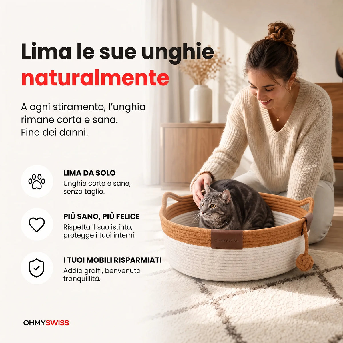 Nidora – Il nido intrecciato a mano che calma il tuo gatto OHMYSWISS