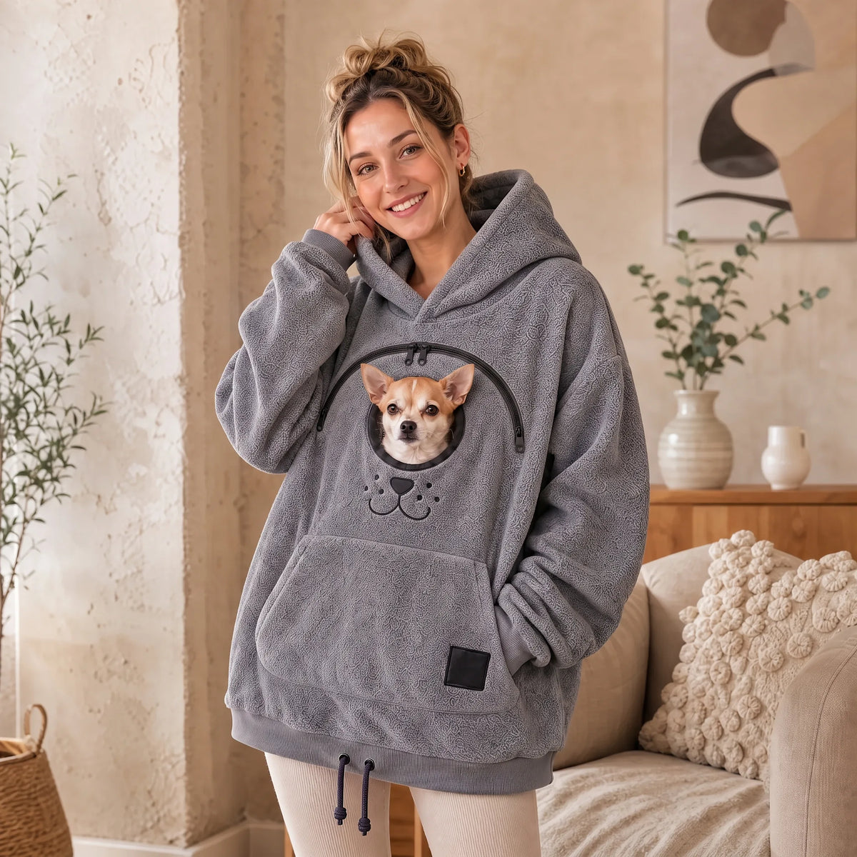 Felpa con cappuccio porta-animali Sherpa – Trasporta il tuo amico a quattro zampe con le mani libere OHMYSWISS