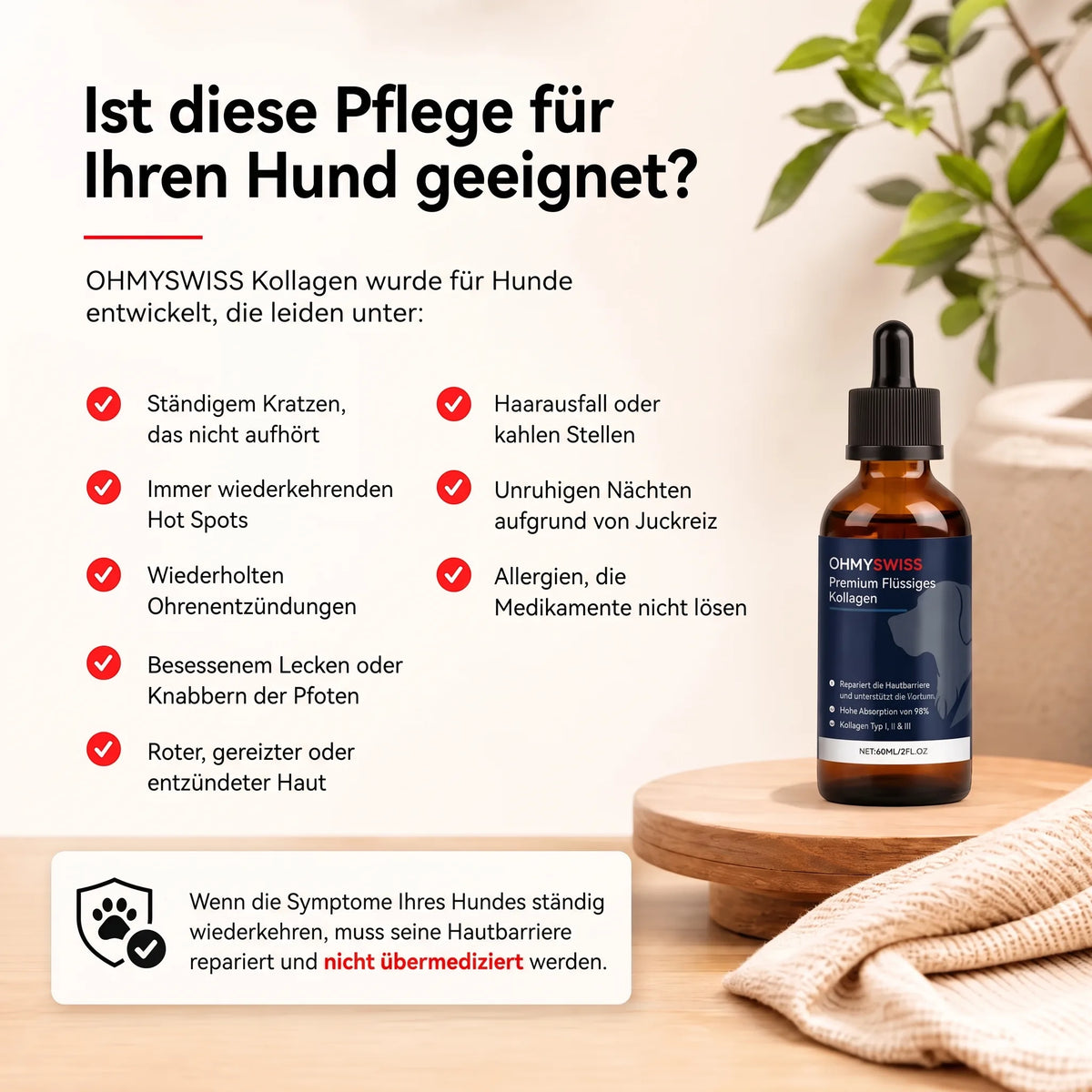 Collagene liquido Premium per cani OHMYSWISS