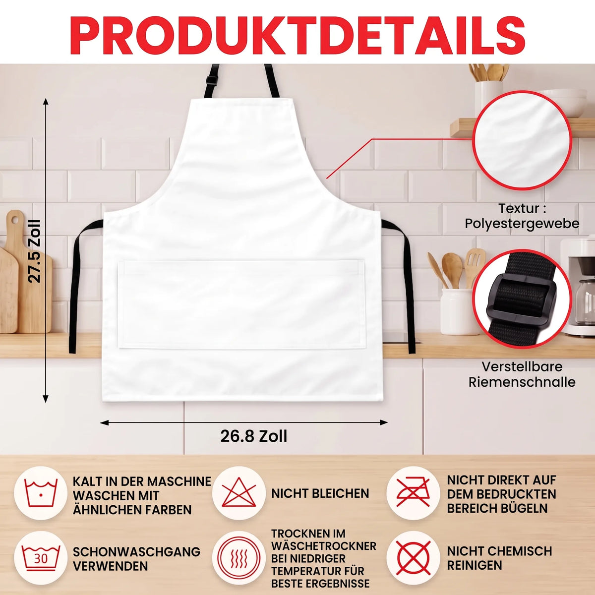 Personalisierte Grillschürze mit Tasche – König des Grills OHMYSWISS