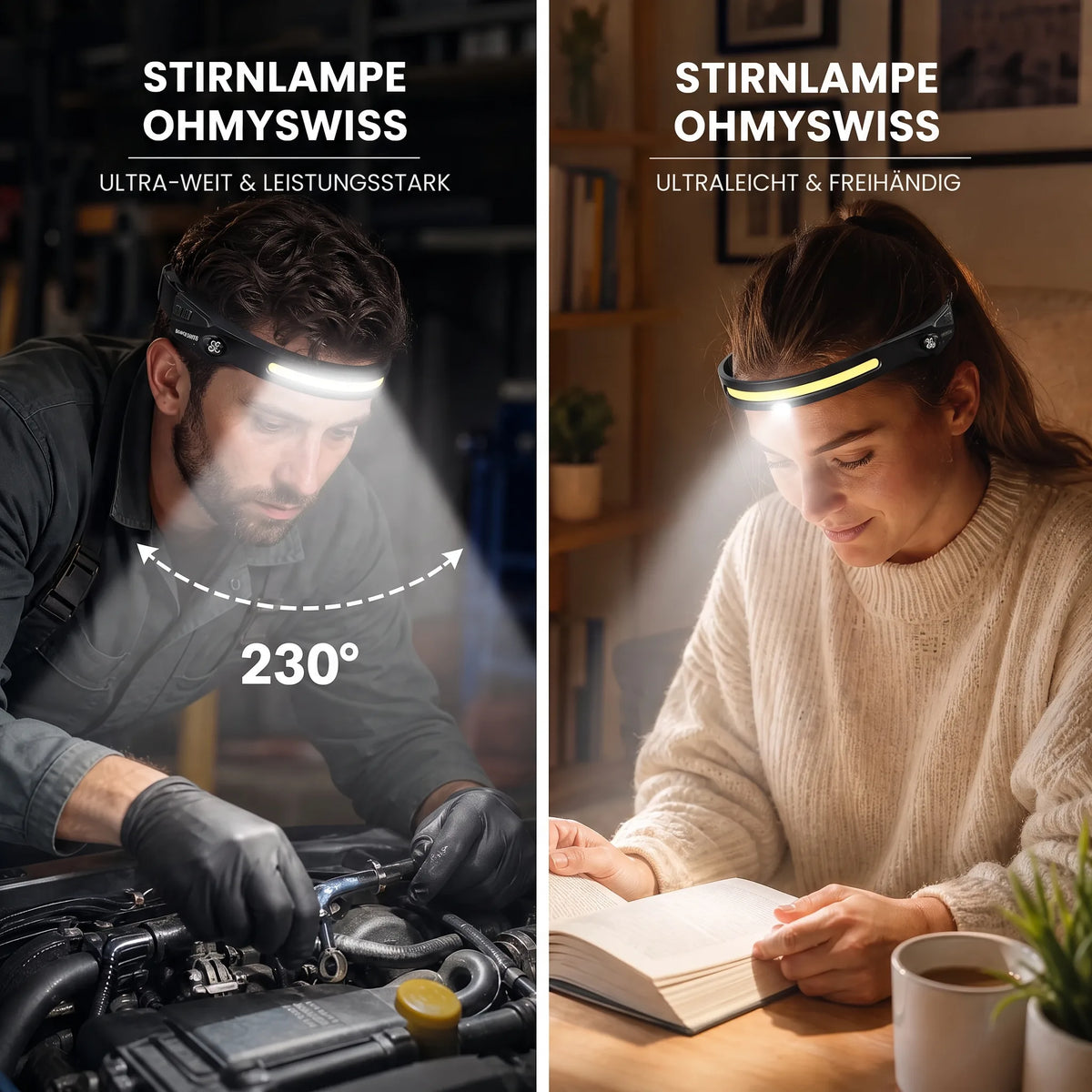 LED-Stirnlampe 230° OHMYSWISS