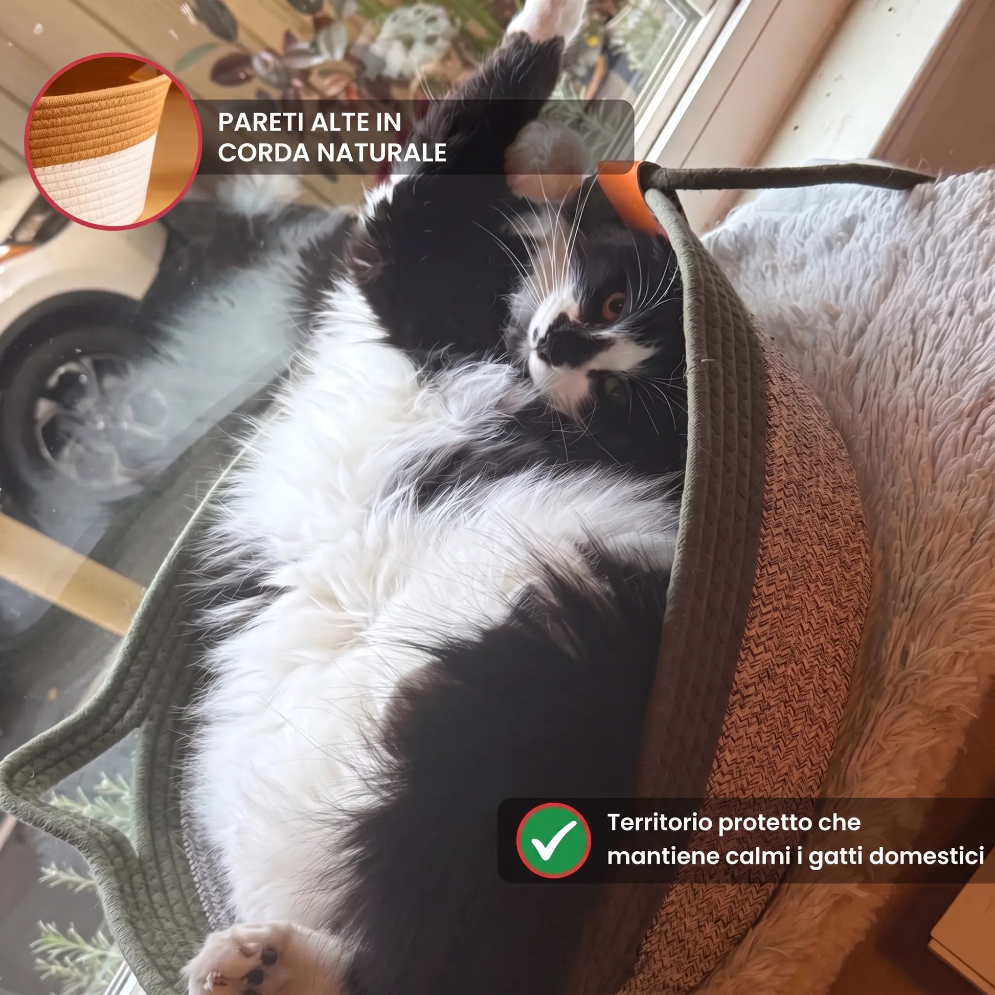 Cuccia Instinct in corda intrecciata per gatti OHMYSWISS