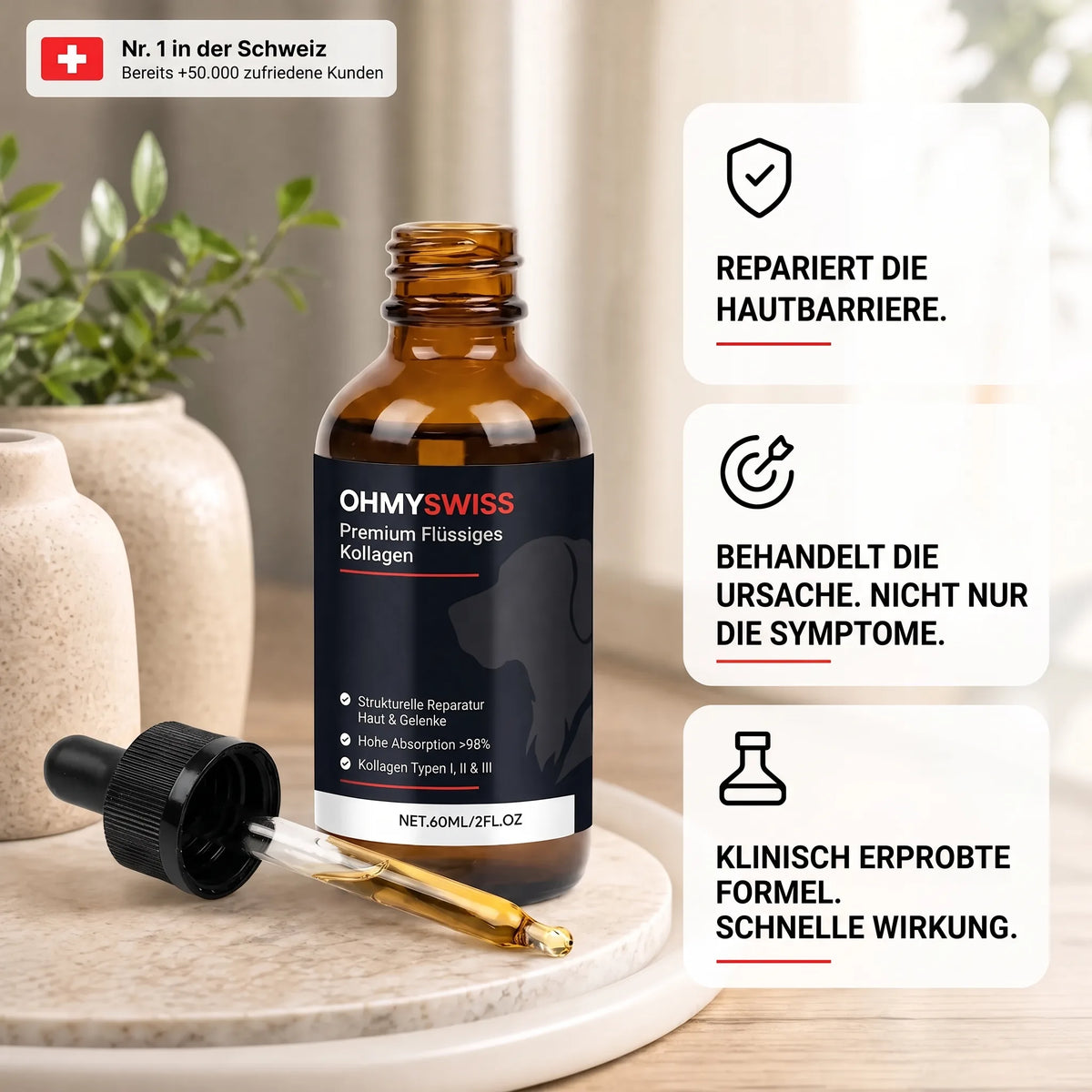 Collagene liquido Premium per cani OHMYSWISS