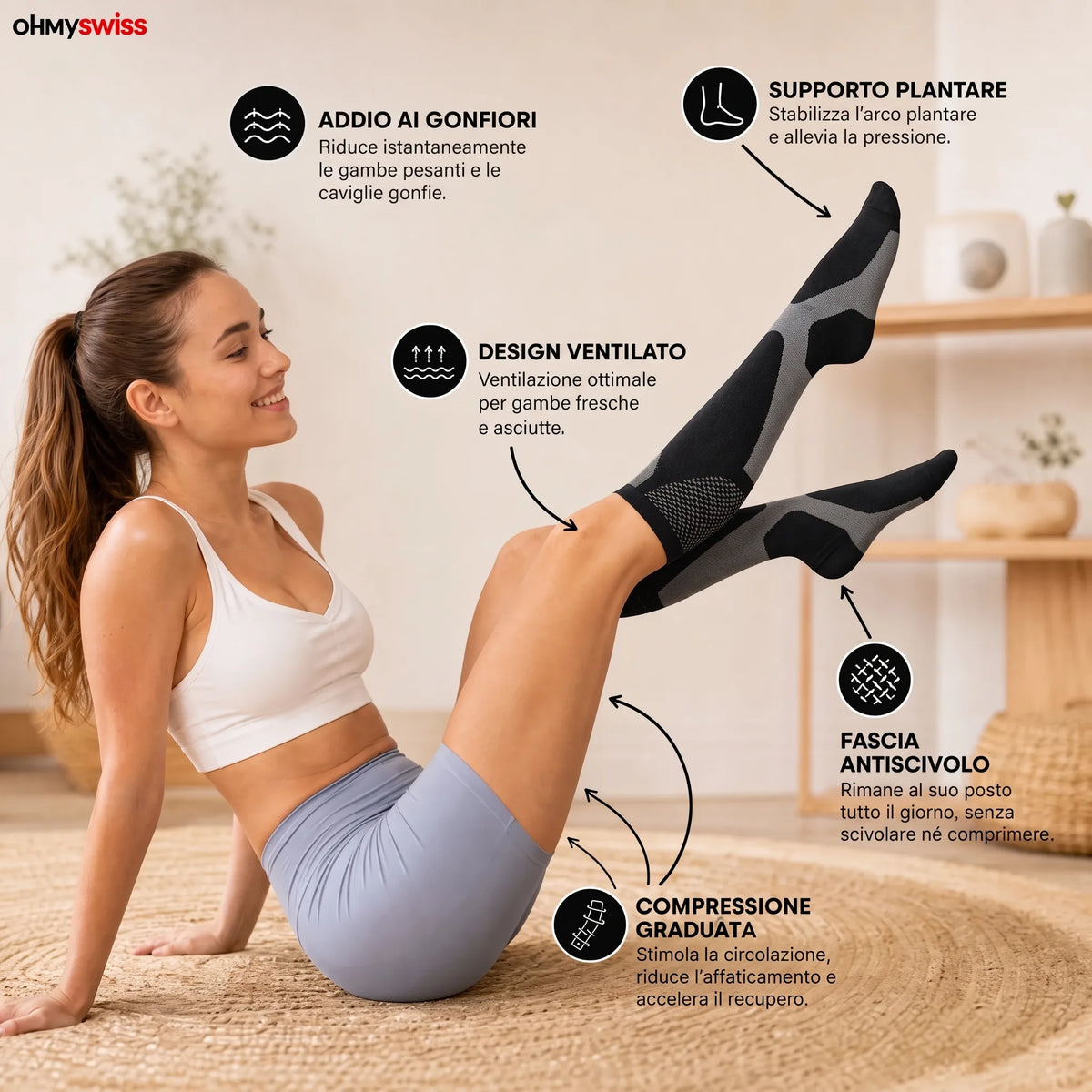 Calze a compressione graduata OHMYSWISS
