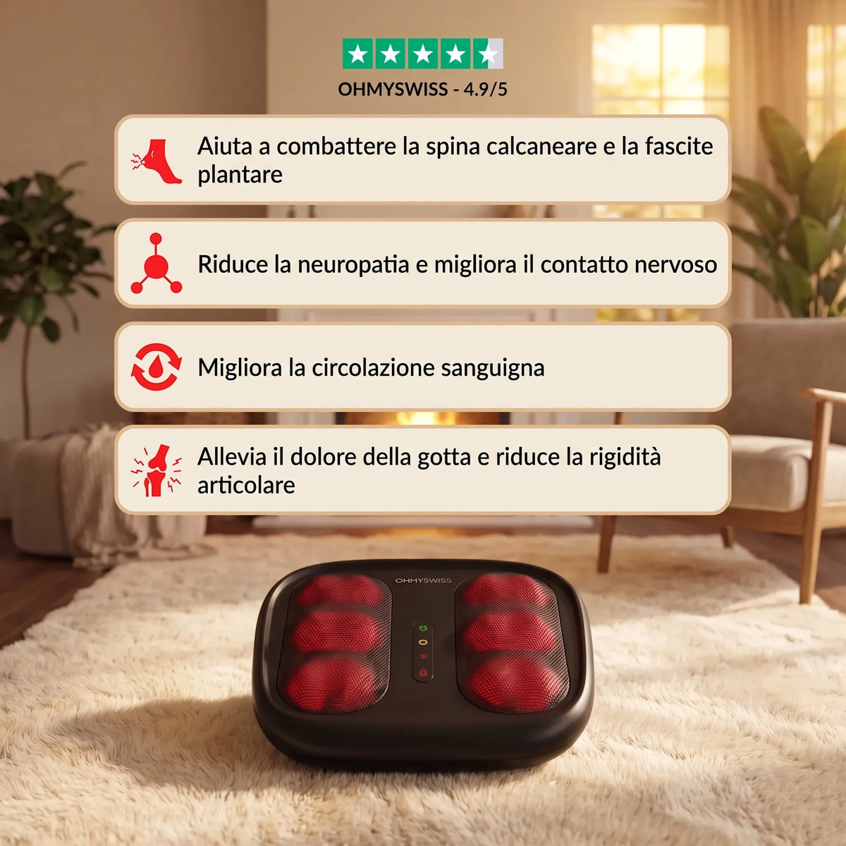 Fodlux Pro – Massaggiatore per Piedi Riscaldante OHMYSWISS
